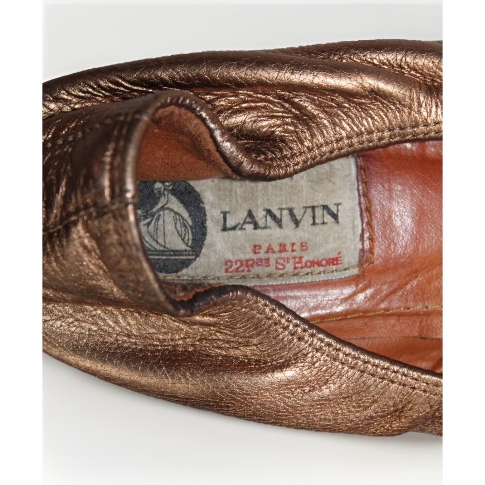 Lanvin Womens Metallic Copper Crinkle Leather Ballet Flat Shoes Size 40 US 9 - Picture 5 of 10
